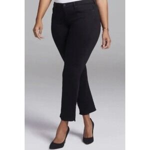 NYDJ Curves 360 Slim Straight Ankle Jeans Black 26 Short NWT Women Stretch Denim